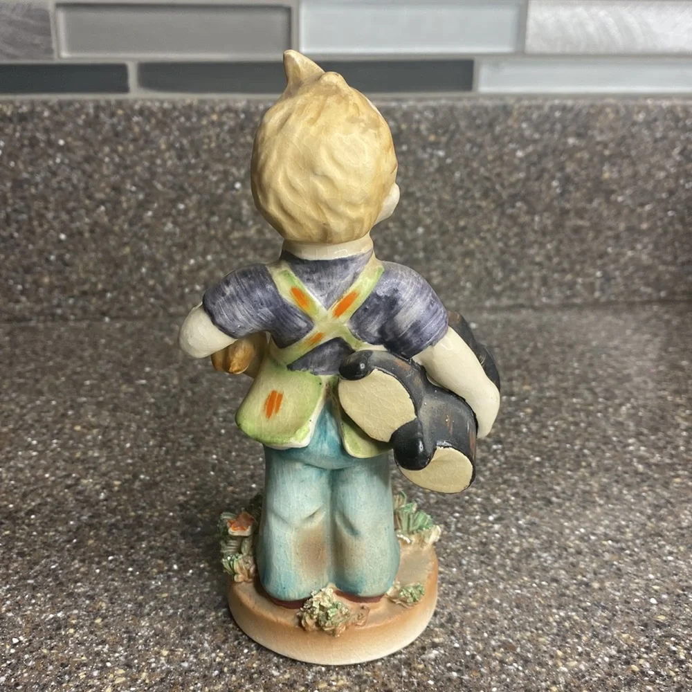 Vintage American Children Boy Figurine Occupied Japan Shoe Maker Cobbler 5.5”